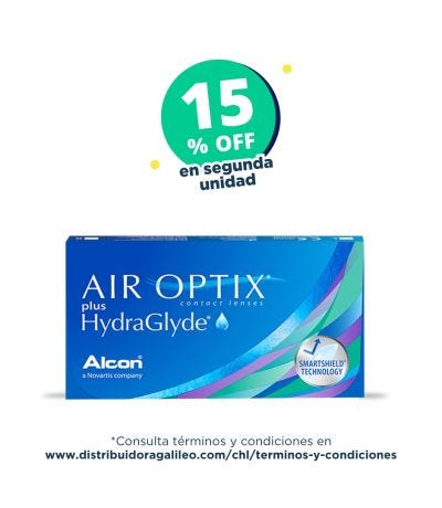Descuento del 20% en lentes de contacto Air Optix Plus Hydraglyde: Cada 4 cajas