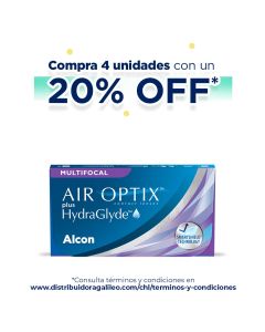 "Oferta especial: 20% de descuento* en la compra de 4 cajas de Air Otix Plus HydraGlyde Multifocal"
