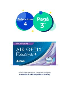 Promoción Air Optix Plus HydraGlyde Multifocal selecciona 4 paga 3 en Distribuidora Galileo Argentina durante mayo