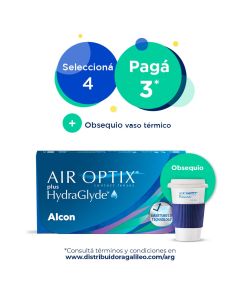 Oferta en lentes de contacto Air Optix Plus de uso mensual para miopía Distribuidora Galileo Argentina
